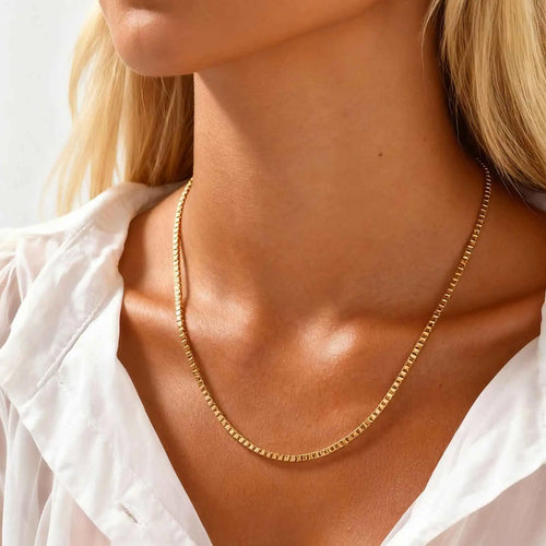 Cadena Fina de Acero Inoxidable 2MM Unisex Estilo Box Chain