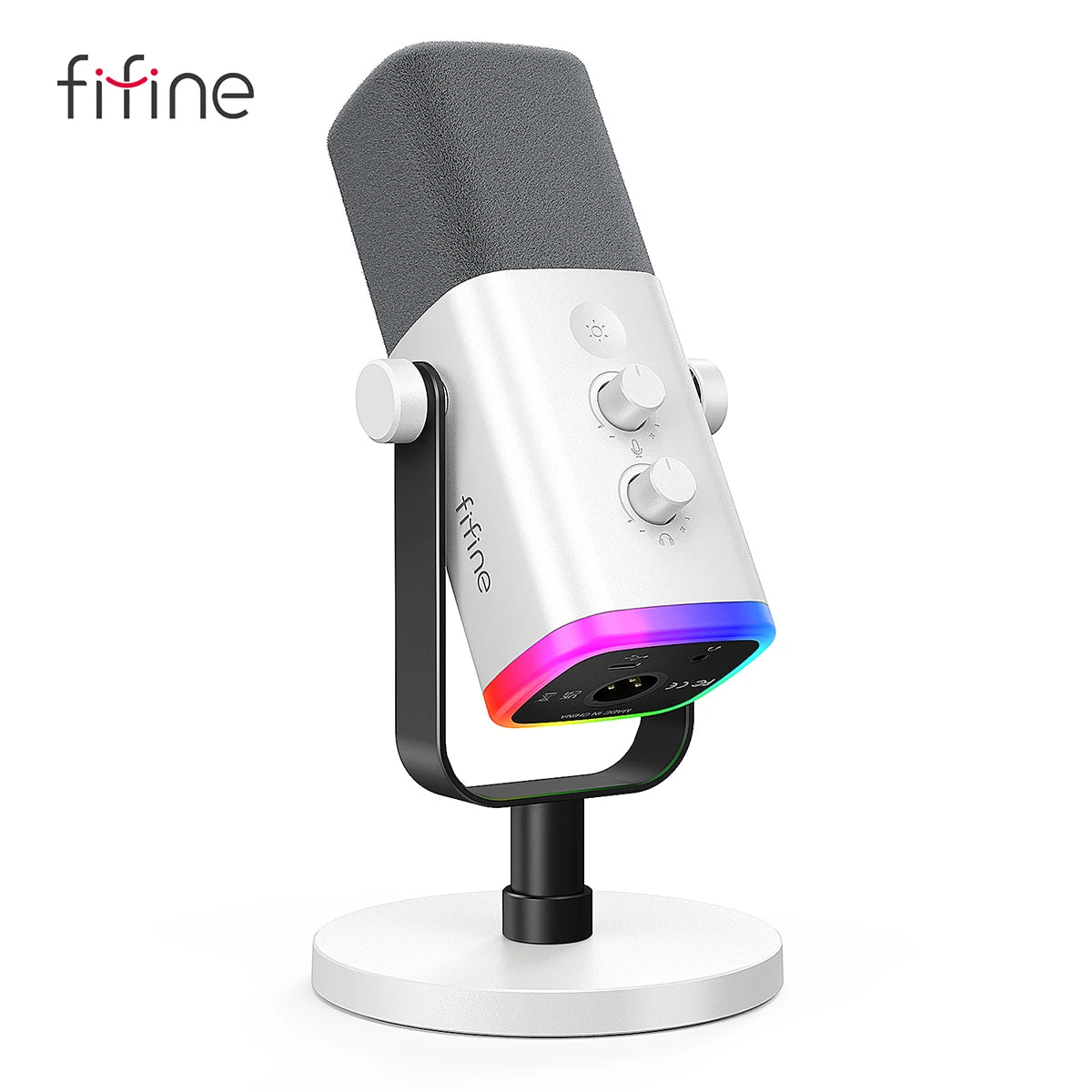 Micrófono FIFINE AmpliGame AM8 USB XLR RGB para Streaming Gaming y Grabación