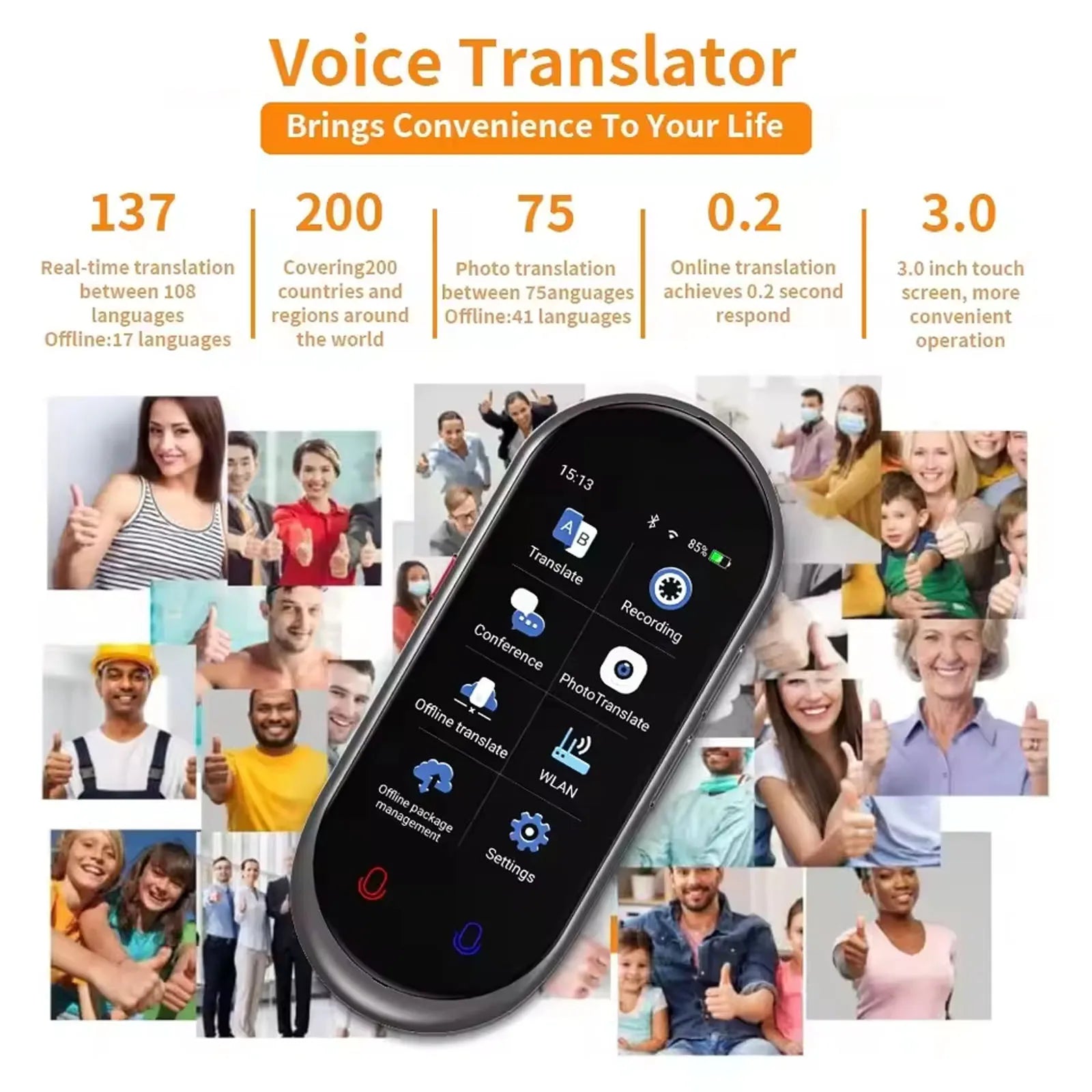 Traductor Inteligente Vormor Z8 138 Idiomas Portátil con Traducción en Tiempo Real