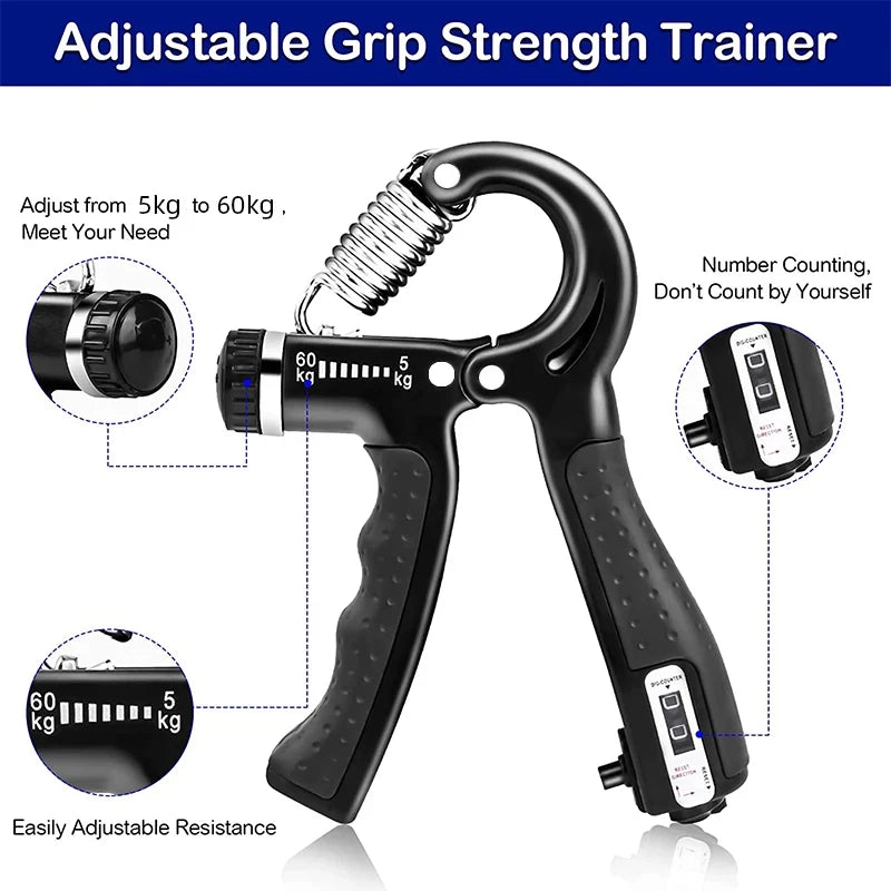 Hand Grip Ajustable 5-60kg con Contador Entrenador de Fuerza Mano y Antebrazo