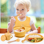 Set de Alimentación para Bebé Silicona Sin BPA con Plato Ventosa y Vaso