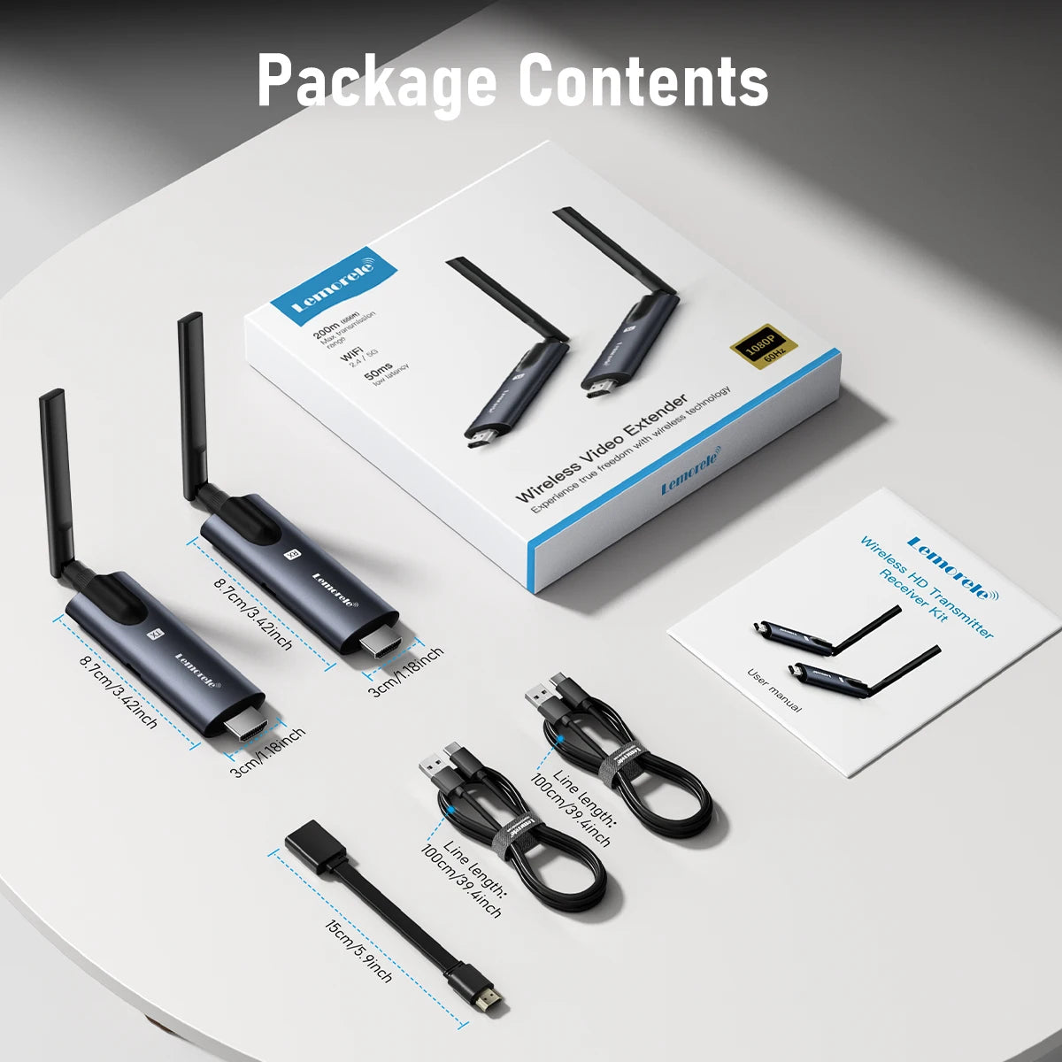 Transmisor y Receptor HDMI Inalámbrico Lemorele 5G 200M Bluetooth
