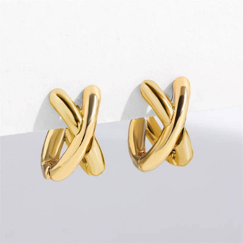 Pendientes Vintage CC Cruz con Circonitas Estilo Coreano Elegante