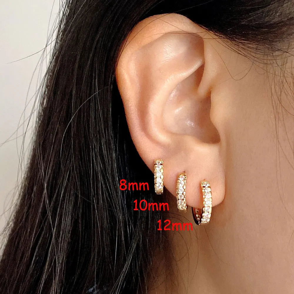 Pendientes Huggie Acero Inoxidable con Circonita Mini Aros Cartílago