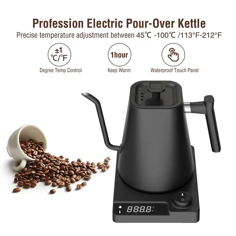 Hervidor Eléctrico Gooseneck 1200W con Control de Temperatura para Café y Té