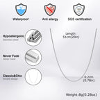 Cadena Fina de Acero Inoxidable 2MM Unisex Estilo Box Chain