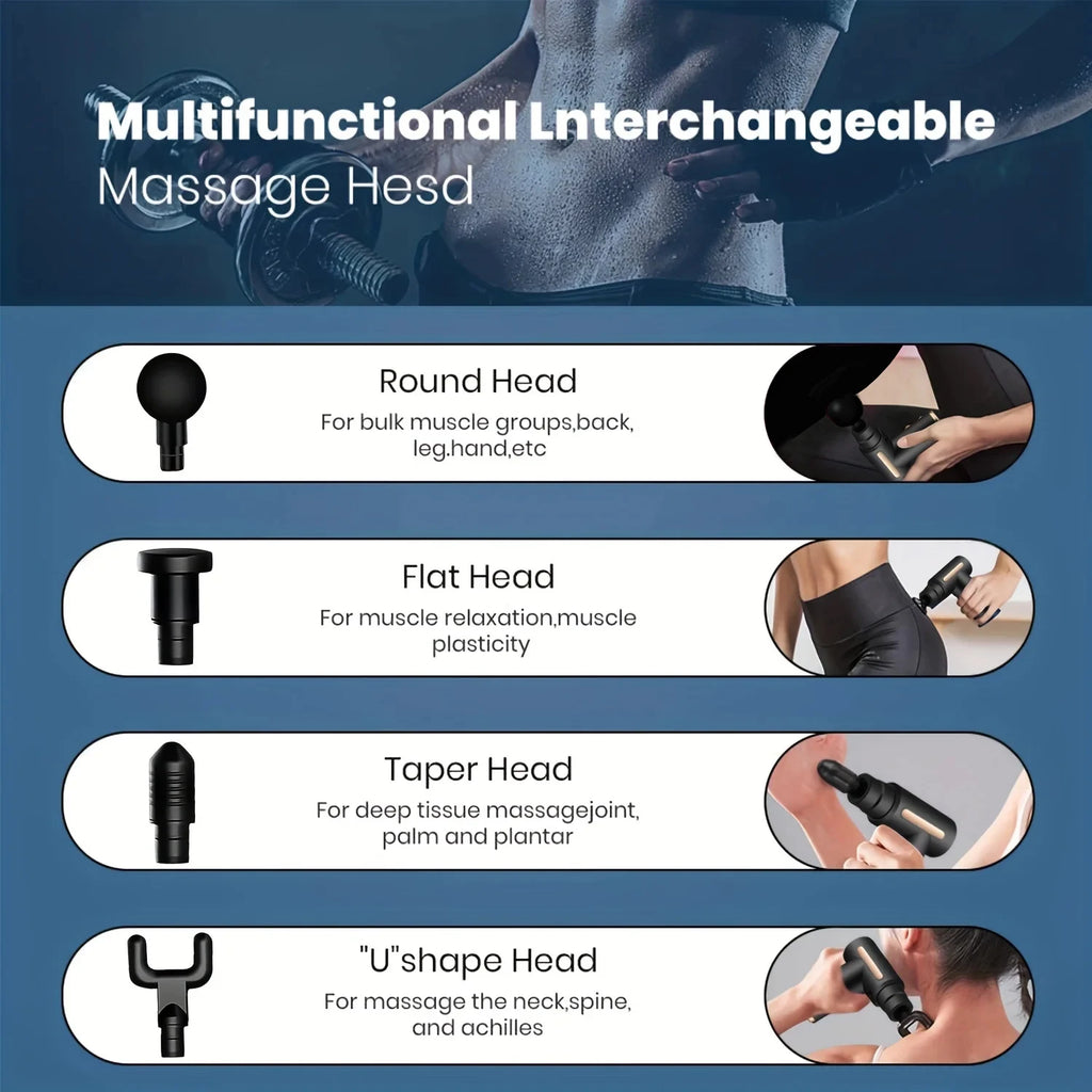 Pistola de Masaje Muscular Portátil Fascia Gun Vibración Relajación Profunda