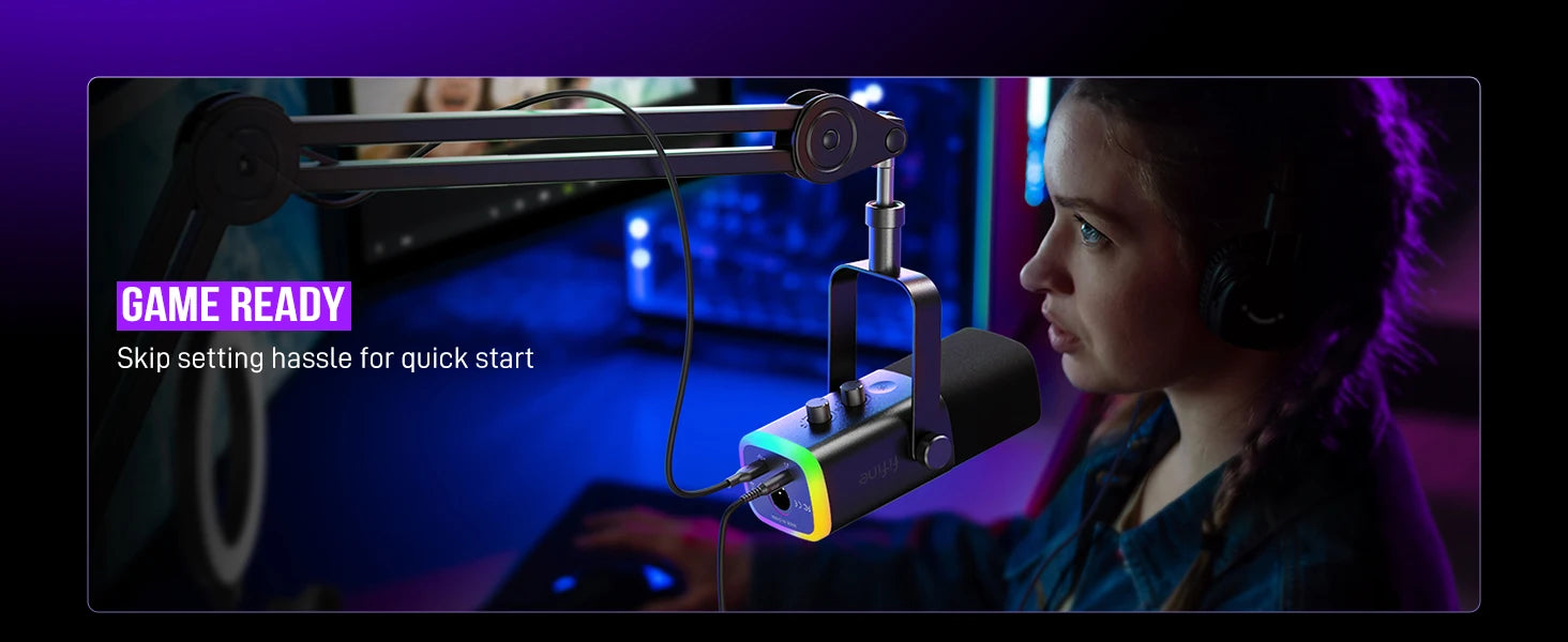 Micrófono FIFINE AmpliGame AM8 USB XLR RGB para Streaming Gaming y Grabación