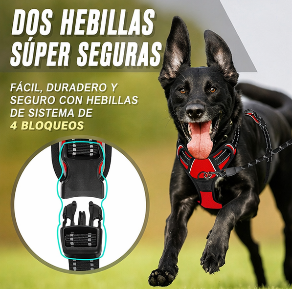 Arnés Antitirones para Perro con Clip Frontal Reflectante y Asa de Control