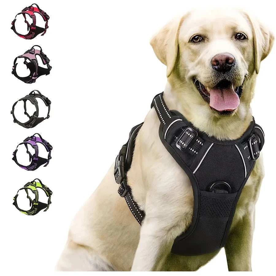 Arnés Antitirones para Perro con Clip Frontal Reflectante y Asa de Control