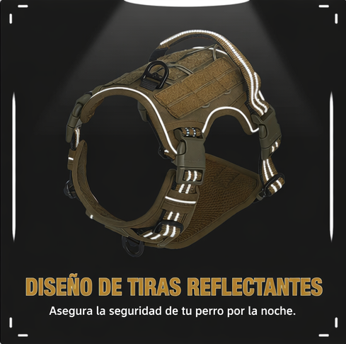 Arnés Táctico para Perro Antitirones MOLLE Ajustable Reflectante