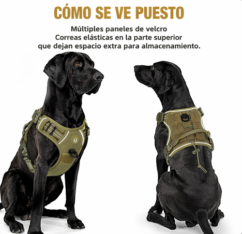 Arnés Táctico para Perro Antitirones MOLLE Ajustable Reflectante