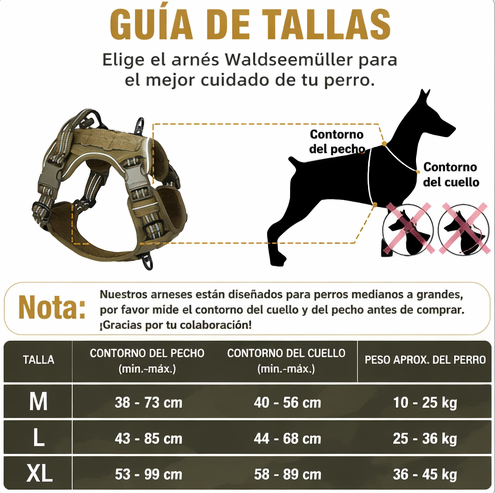 Arnés Táctico para Perro Antitirones MOLLE Ajustable Reflectante
