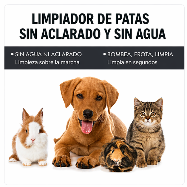 Espuma Limpiadora de Patas para Mascotas 100ml sin Enjuague con Cepillo