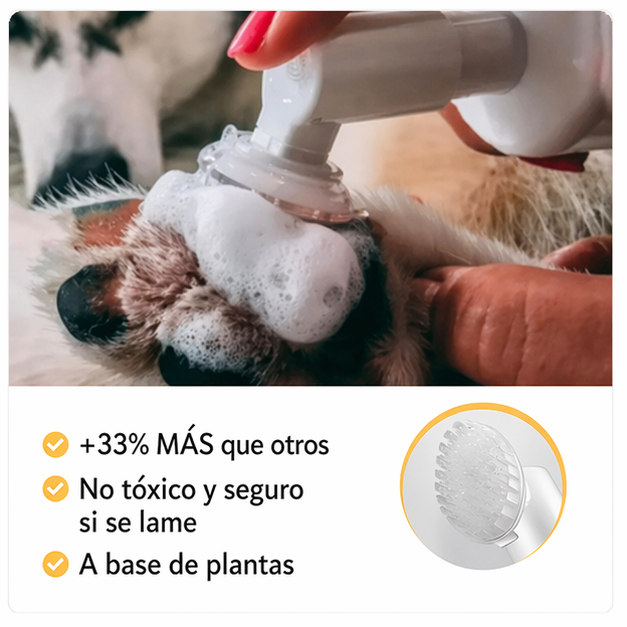 Espuma Limpiadora de Patas para Mascotas 100ml sin Enjuague con Cepillo