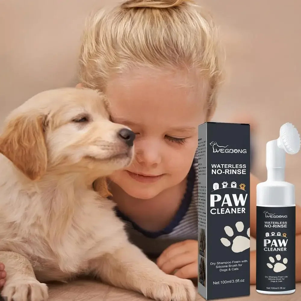 Espuma Limpiadora de Patas para Mascotas 100ml sin Enjuague con Cepillo