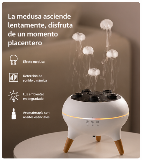Humidificador Difusor de Aceites 250ml Efecto Medusa con Luz LED y Mando