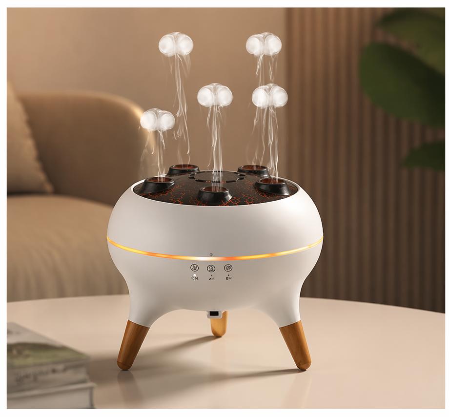 Humidificador Difusor de Aceites 250ml Efecto Medusa con Luz LED y Mando