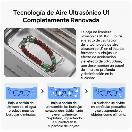 Limpiador Ultrasónico 500ML para Gafas y Joyas Limpieza Profunda