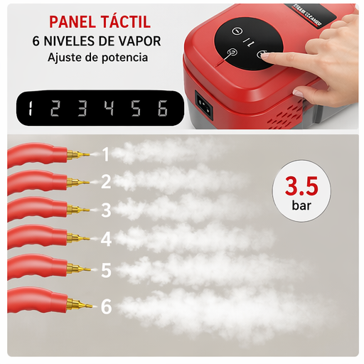 Limpiador a Vapor 2500W Alta Temperatura Portátil para Hogar y Coche