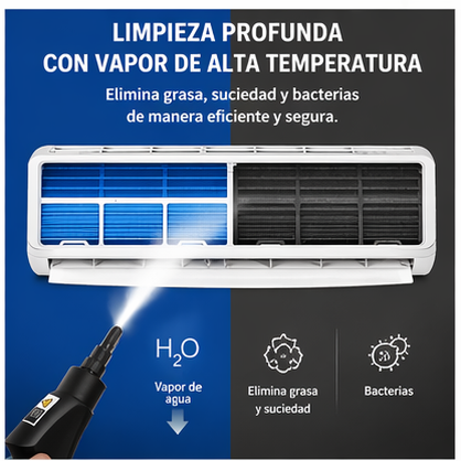 Limpiador a Vapor 2500W Alta Temperatura Portátil para Hogar y Coche
