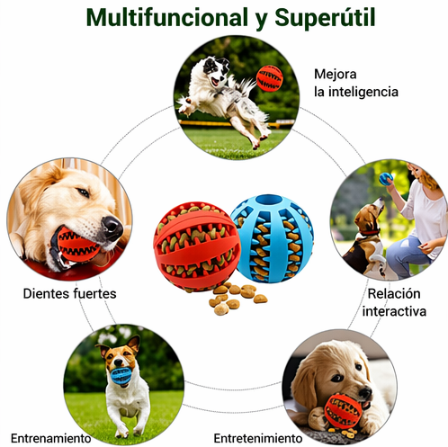 Pelota Interactiva para Perros con Dispensador de Premios Resistente y Atóxica