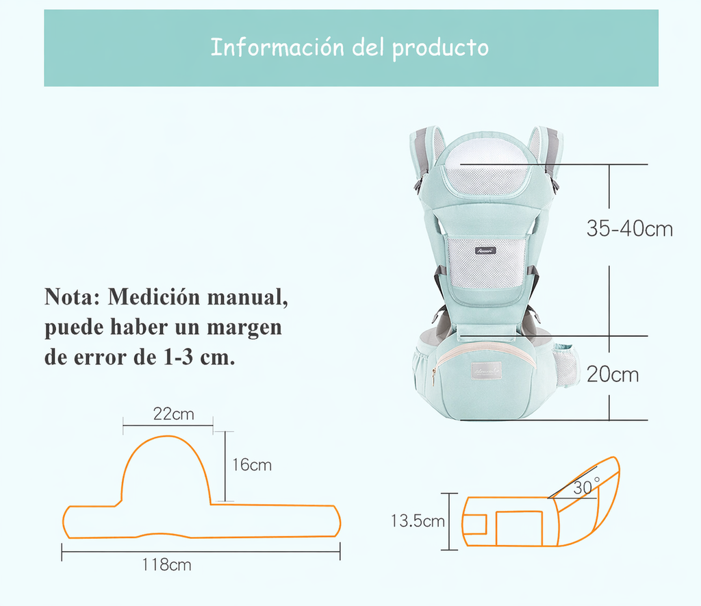 Portabebés Ergonómico Multifuncional con Asiento de Cadera para Bebé