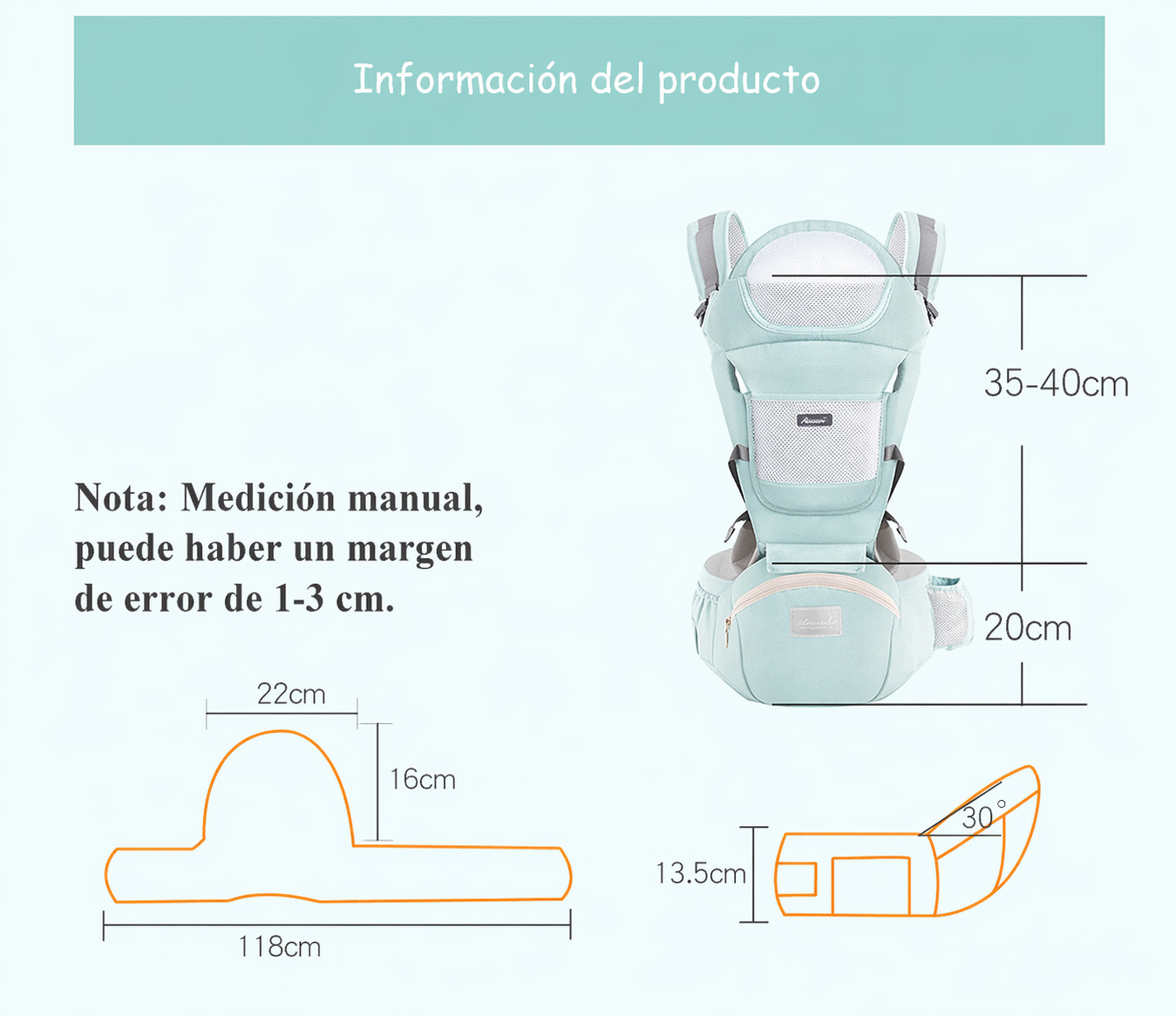 Portabebés Ergonómico Multifuncional con Asiento de Cadera para Bebé