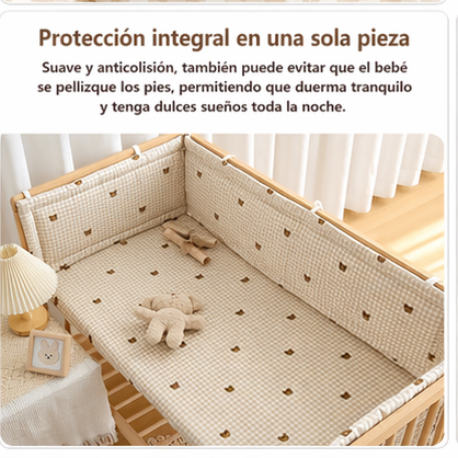 Protector de Cuna Antigolpes de Algodón Suave Barrera de Seguridad para Bebé