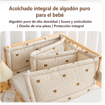 Protector de Cuna Antigolpes de Algodón Suave Barrera de Seguridad para Bebé