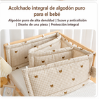 Protector de Cuna Antigolpes de Algodón Suave Barrera de Seguridad para Bebé