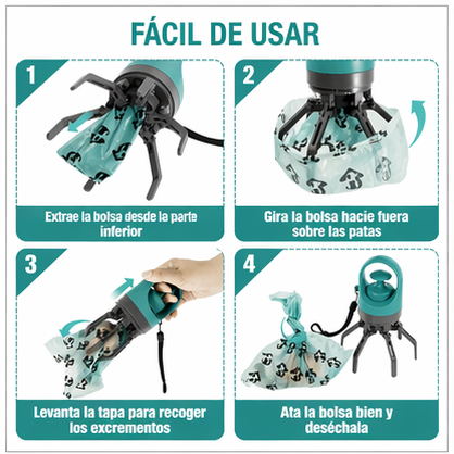 Recogedor de Excrementos para Perros Portátil con Bolsa Integrada Sin Contacto