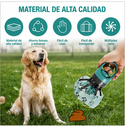 Recogedor de Excrementos para Perros Portátil con Bolsa Integrada Sin Contacto