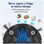 Robot Aspirador 3 en 1 Inteligente Barre Aspira y Friega Recargable