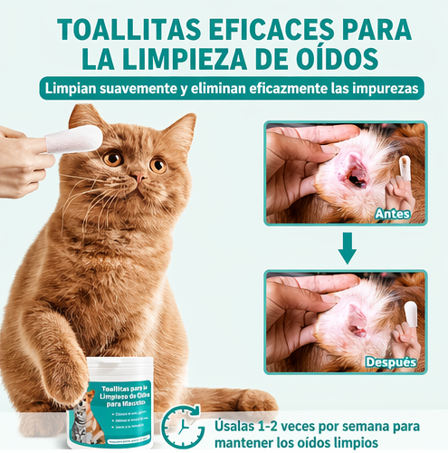 Toallitas Limpiadoras de Oídos para Mascotas Dedal Suave para Perros y Gatos
