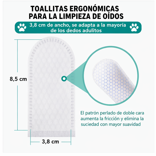 Toallitas Limpiadoras de Oídos para Mascotas Dedal Suave para Perros y Gatos